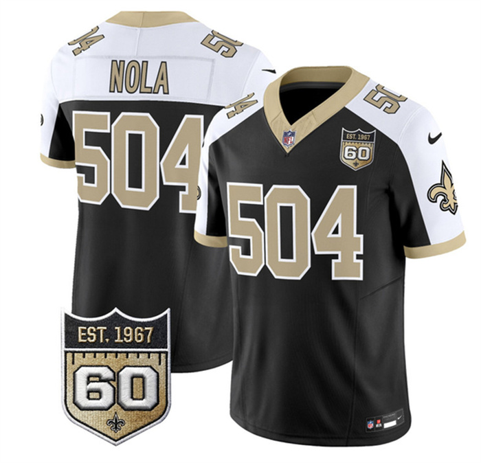 Men's New Orleans Saints #504 Nola Black Alternate F.U.S.E. 60th Anniversary Patch Vapor Limited Stitched Football Jersey